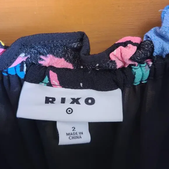 Rixo Maxi Dress Y2K 90's Black Floral Multicolor Off Shoulder Flowy 2 Target - Picture 5 of 6